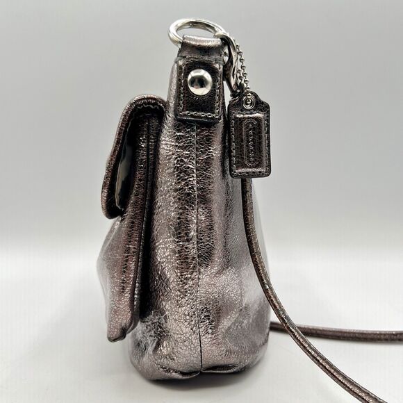 Coach POPPY Crossbody Bag Metallic Gold Silver Leather Vtg 2009 Limited Edition - Picture 10 of 16